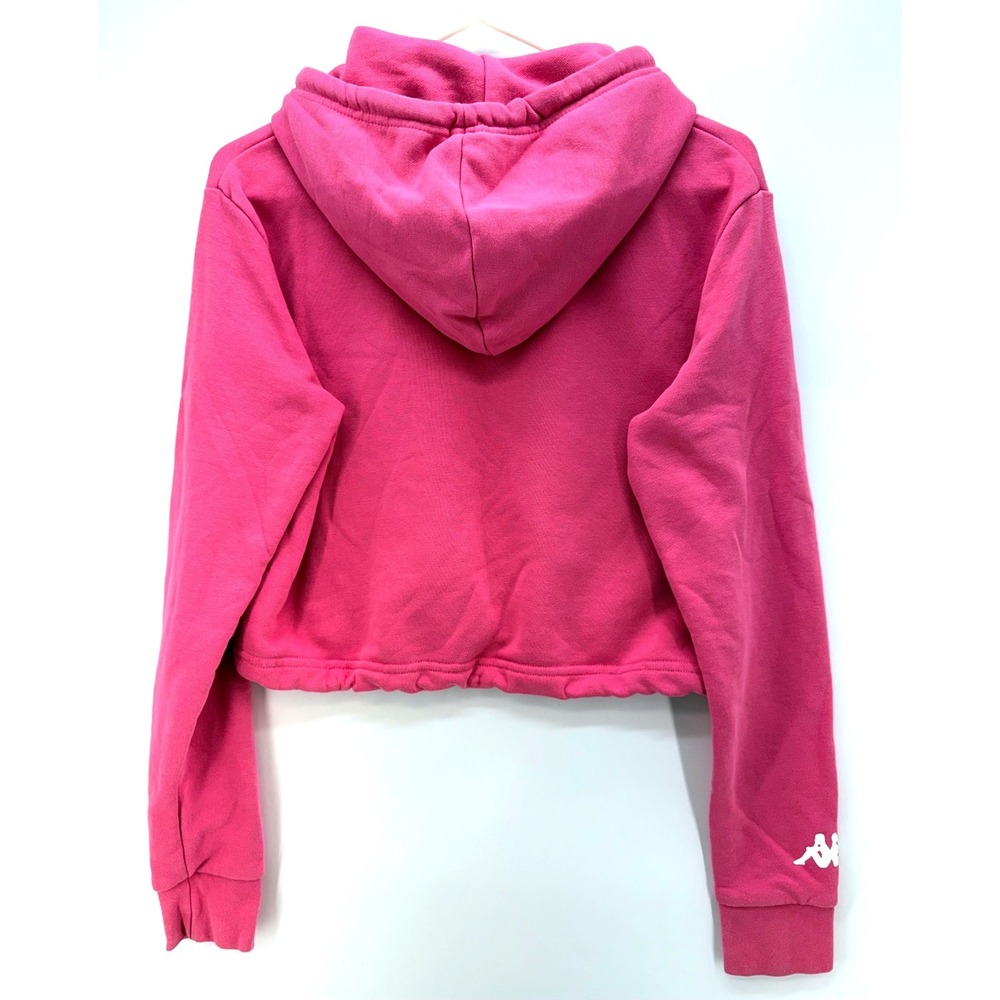 Kappa Pink Cropped Logo Hoodie Sz XS Streetwear Athleisure Y2K Baddie Sweatshirt - Picture 2 of 10
